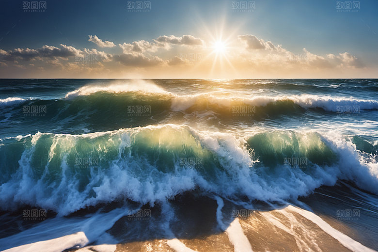 海浪海水蓝色摄影图