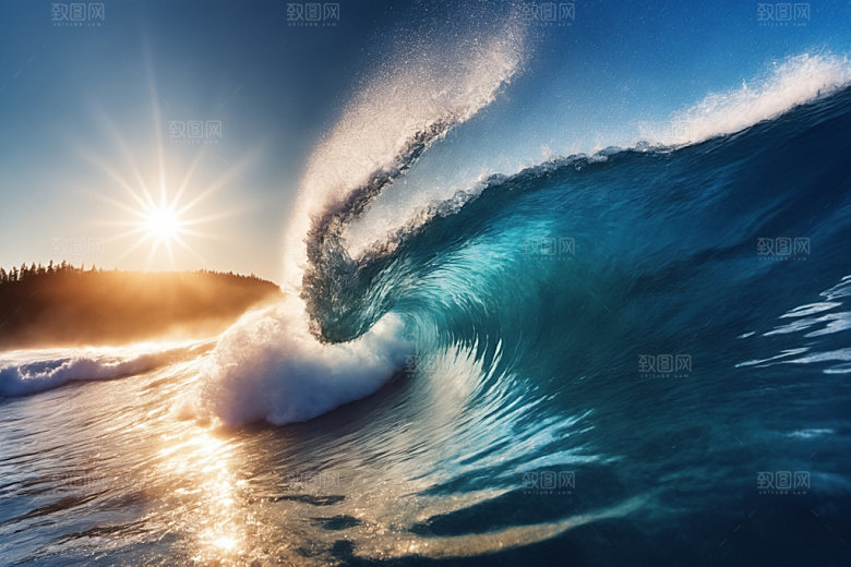 海浪大海蓝色摄影图