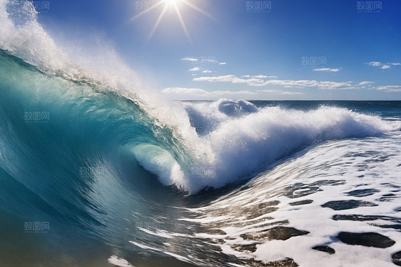 海浪浪花大海摄影图