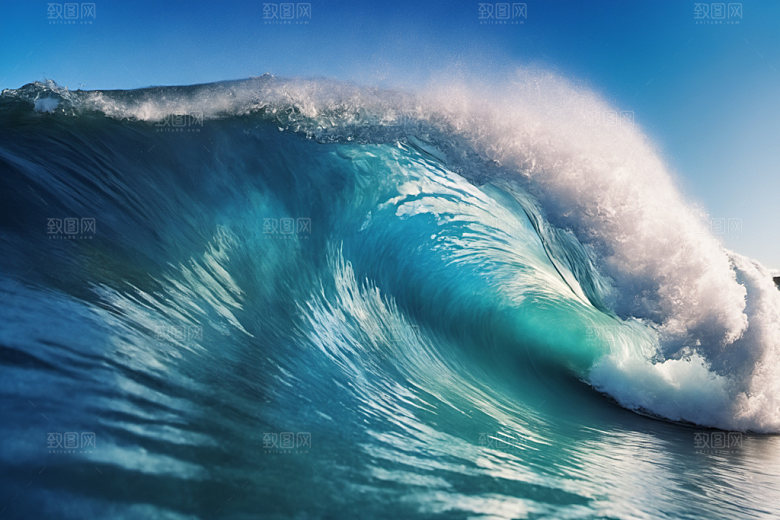 海浪波浪自然摄影图