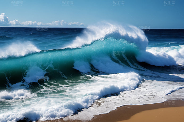 海浪海水蓝色摄影图