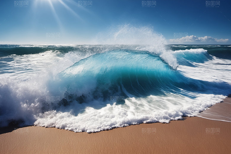 海浪蓝色自然摄影图