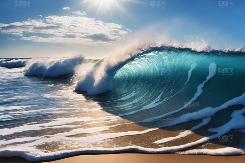 海浪蓝色清透摄影图