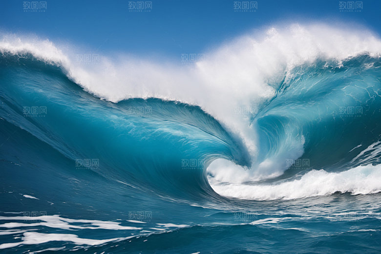海浪蓝色海水摄影图