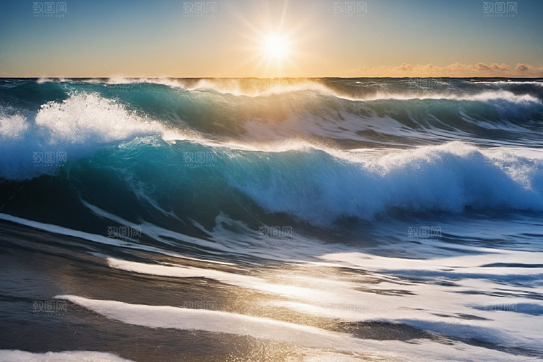 海浪清透波浪摄影图