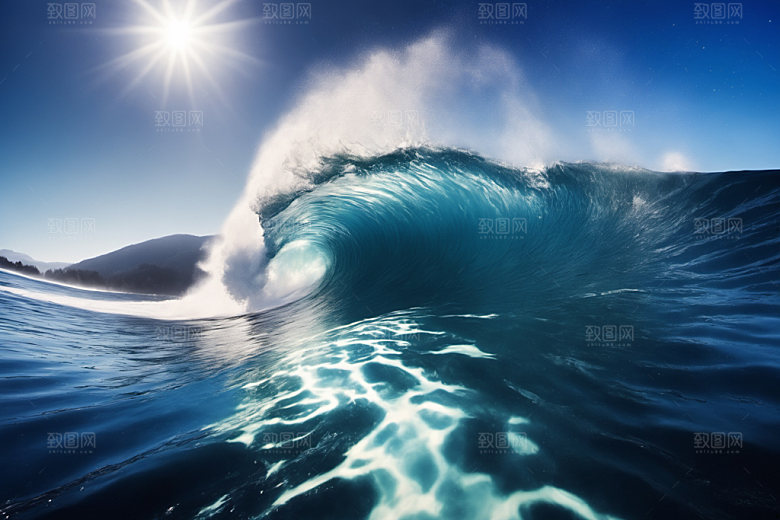 海浪蓝色清透摄影图
