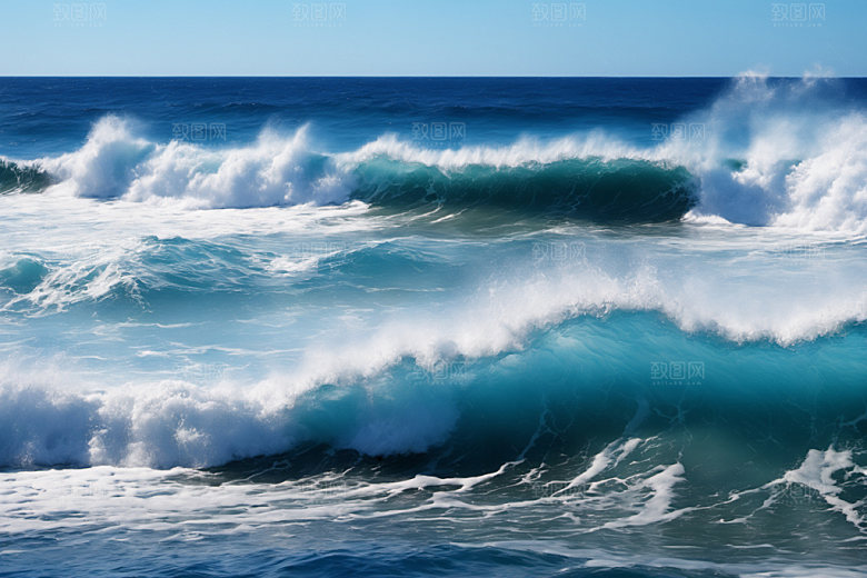 海浪浪花自然摄影图