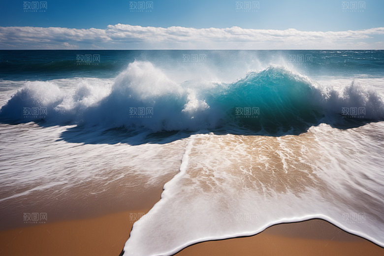 海浪波浪蓝色摄影图