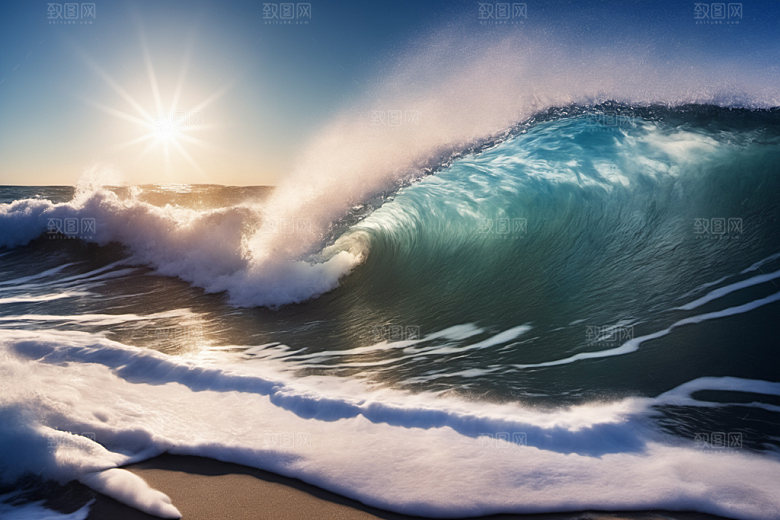 海浪浪花清透摄影图