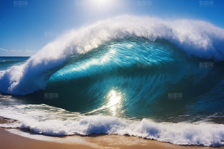 海浪清透大海摄影图