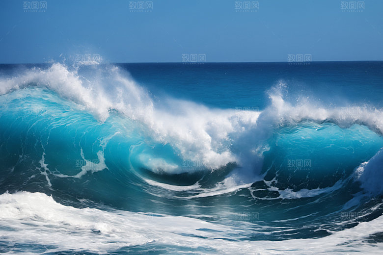 海浪波浪大海摄影图