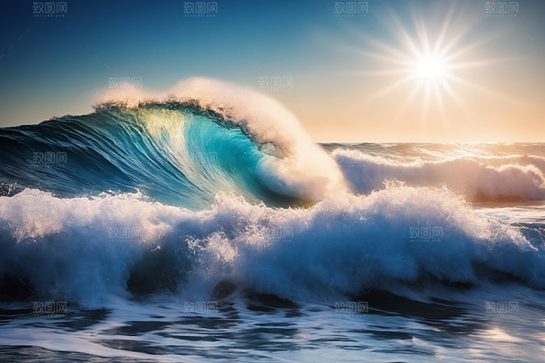 海浪蓝色清透摄影图