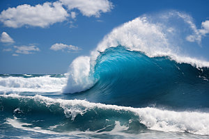 海浪浪花蓝色摄影图