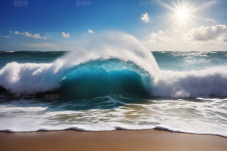 海浪浪花自然摄影图