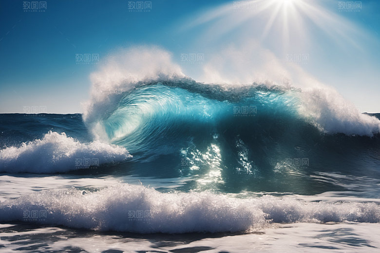 海浪蓝色清透摄影图