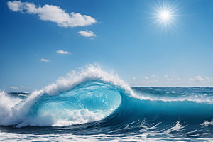 海浪浪花自然摄影图