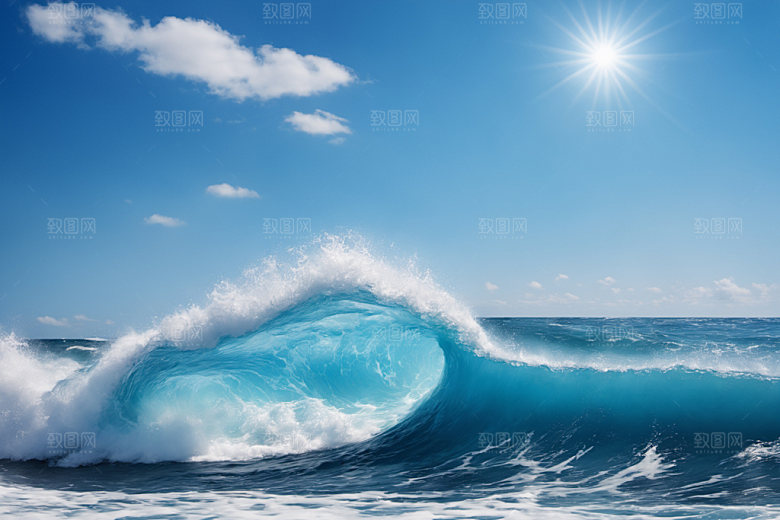 海浪浪花自然摄影图