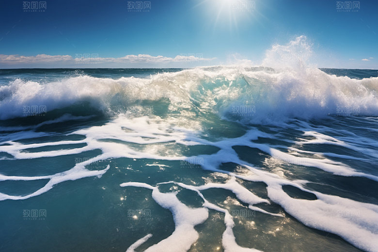 海浪浪花自然摄影图