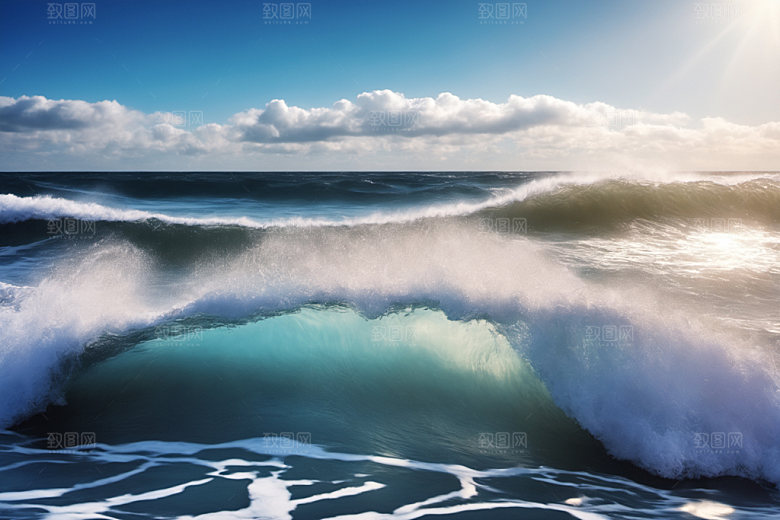 海浪高清蓝色摄影图