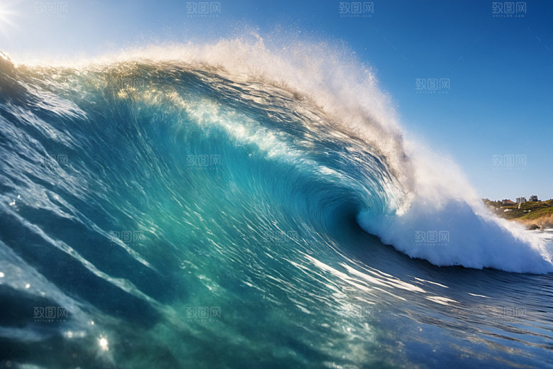 海浪蓝色高清摄影图