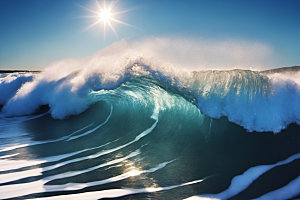 海浪清透浪花摄影图