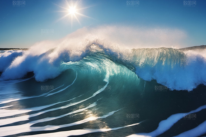 海浪清透浪花摄影图