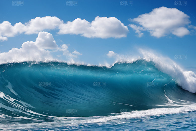 海浪浪花蓝色摄影图