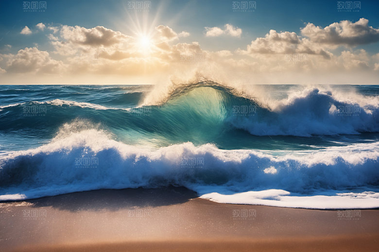 海浪波浪海水摄影图