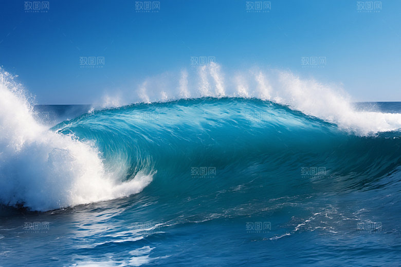 海浪波浪蓝色摄影图