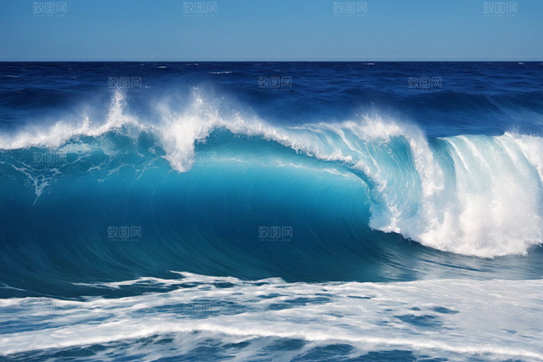 海浪蓝色浪花摄影图