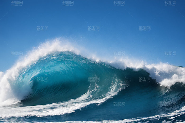 海浪蓝色自然摄影图