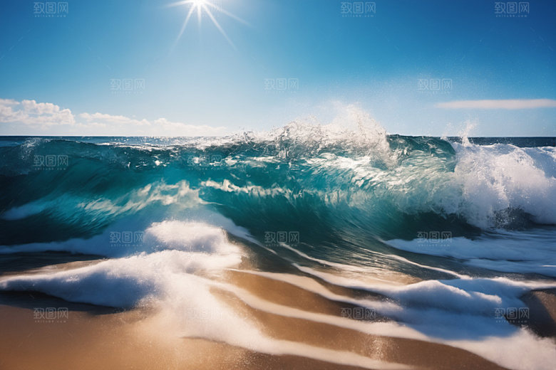 海浪大海浪花摄影图