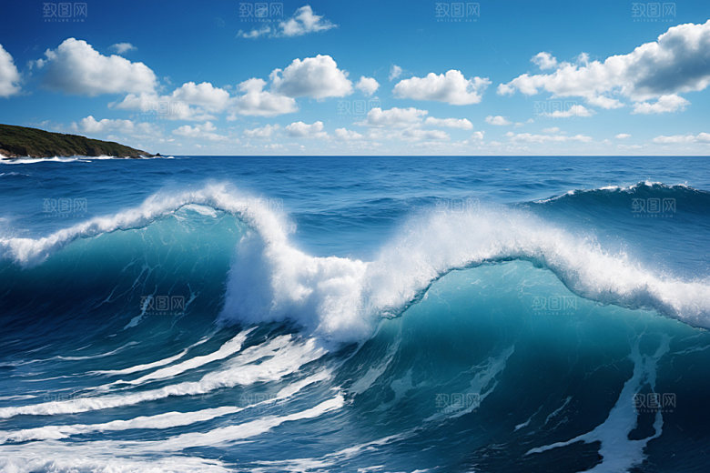 海浪波浪蓝色摄影图