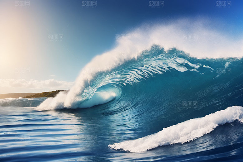 海浪蓝色清透摄影图
