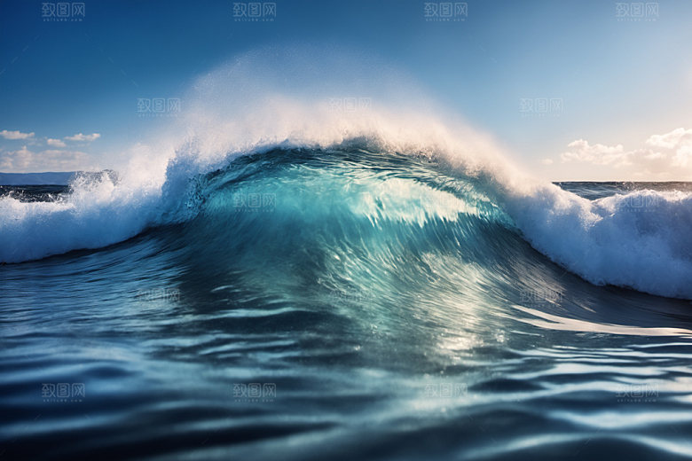 海浪蓝色海水摄影图