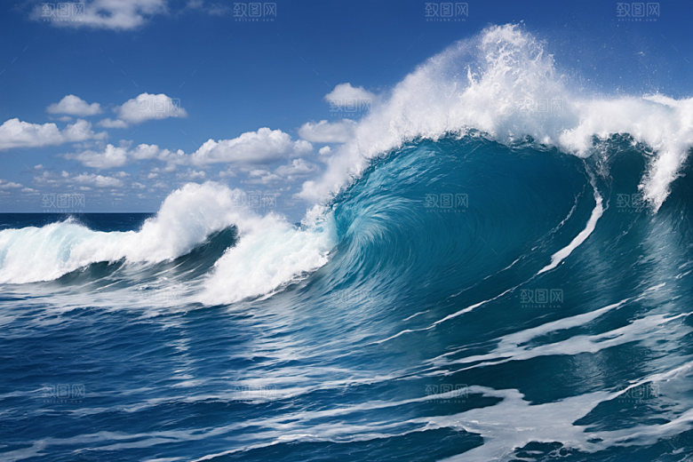 海浪蓝色波浪摄影图