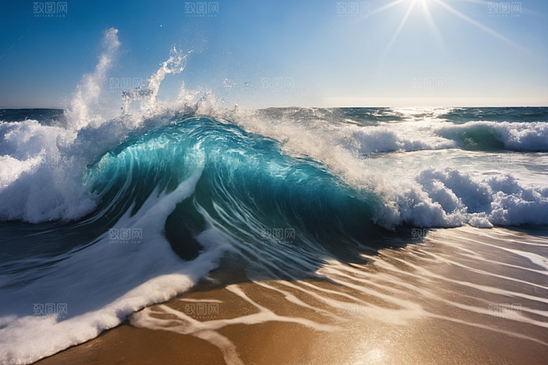 海浪海水蓝色摄影图