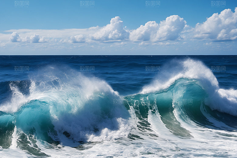 海浪清透波浪摄影图