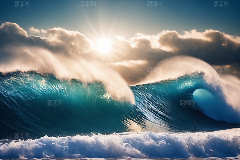 海浪浪花清透摄影图