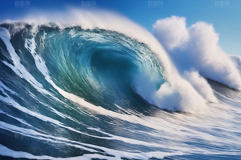 海浪浪花自然摄影图