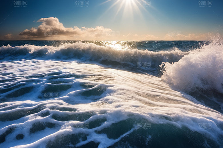 海浪蓝色海水摄影图