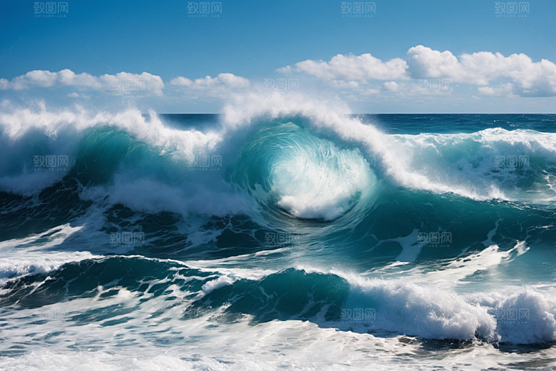海浪蓝色海水摄影图