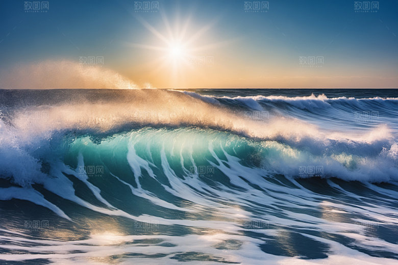 海浪浪花自然摄影图