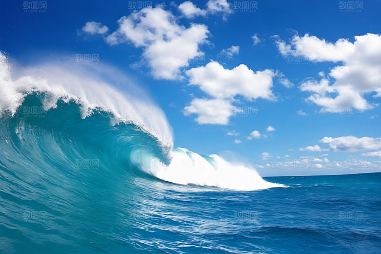 海浪高清蓝色摄影图