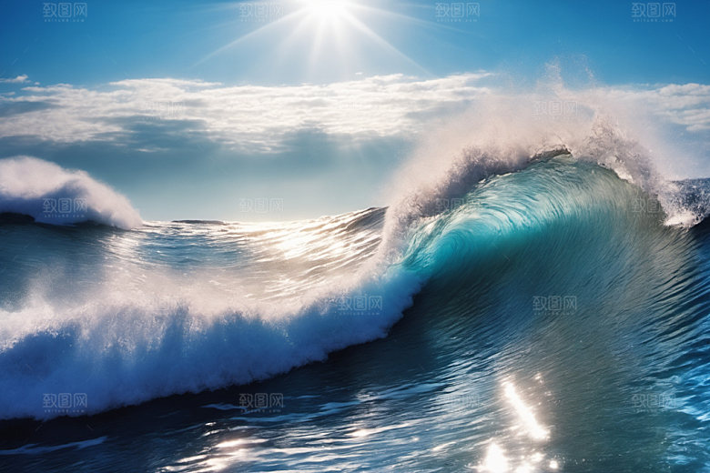 海浪蓝色自然摄影图