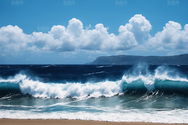海浪波浪浪花摄影图