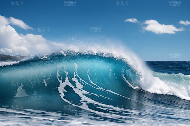 海浪高清蓝色摄影图