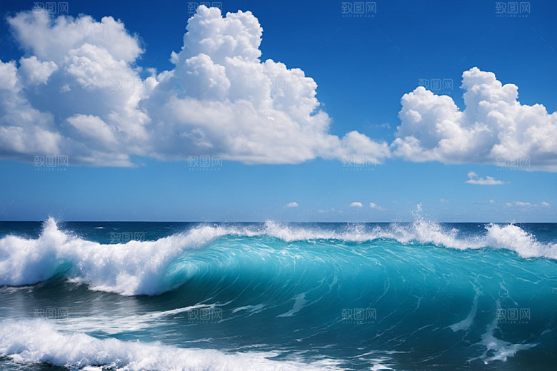 海浪蓝色自然摄影图