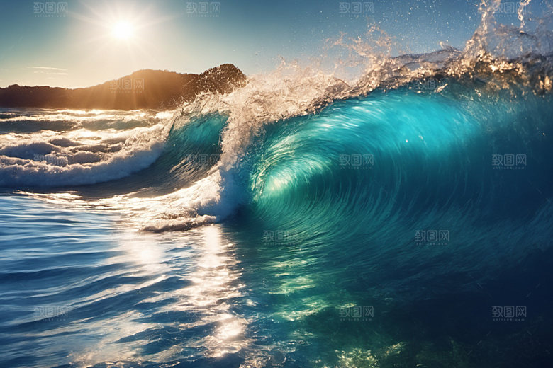 海浪清透自然摄影图