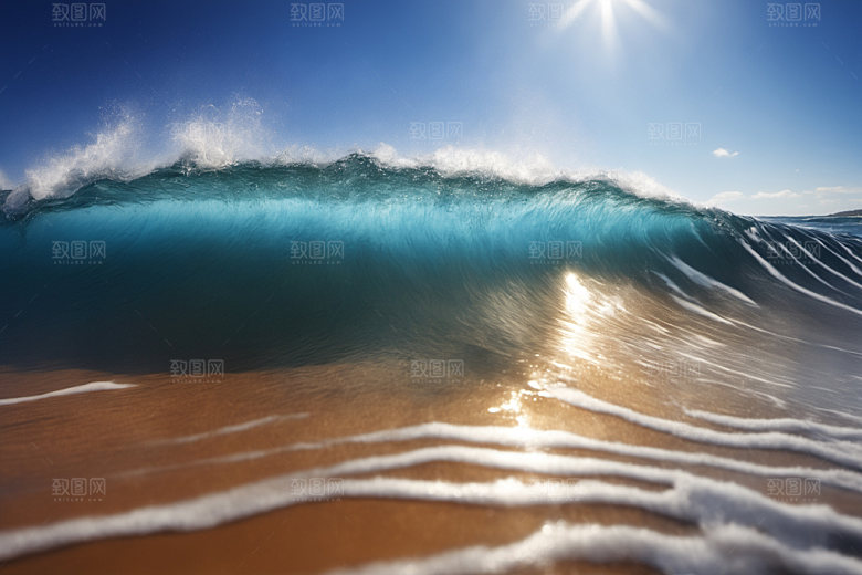 海浪大海蓝色摄影图
